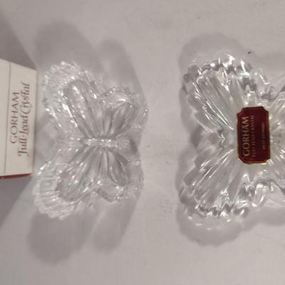Gorham Lead Crystal Butterfly Design Trinket Boxes- Eight Pieces (Choice B)