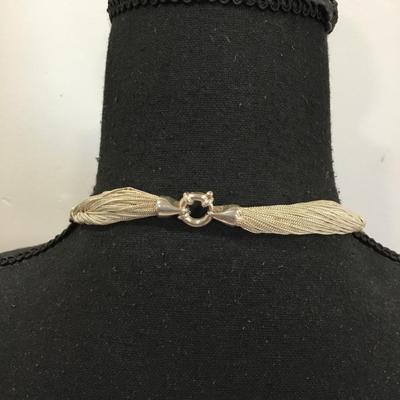 Very nice JC, crew multi strand, silver and gold toned sparkly collar necklace