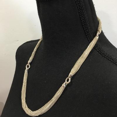 Very nice JC, crew multi strand, silver and gold toned sparkly collar necklace