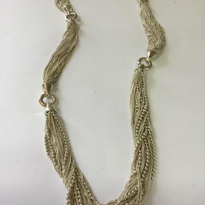 Very nice JC, crew multi strand, silver and gold toned sparkly collar necklace