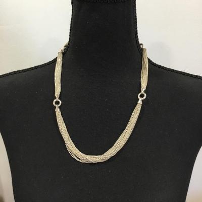 Very nice JC, crew multi strand, silver and gold toned sparkly collar necklace