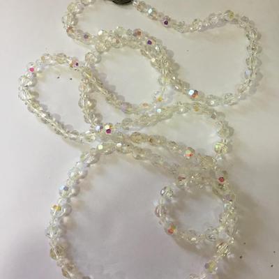 Beautiful Aurora Borealis clear crystal rhinestone necklace