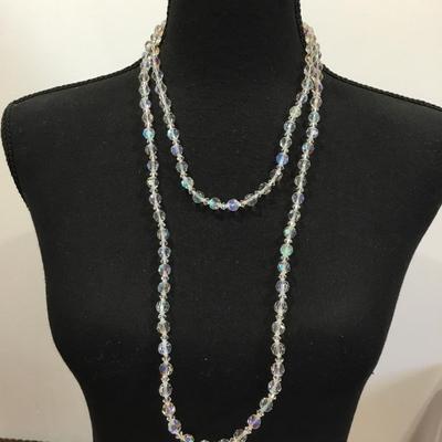 Beautiful Aurora Borealis clear crystal rhinestone necklace