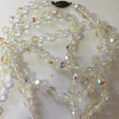 Beautiful Aurora Borealis clear crystal rhinestone necklace