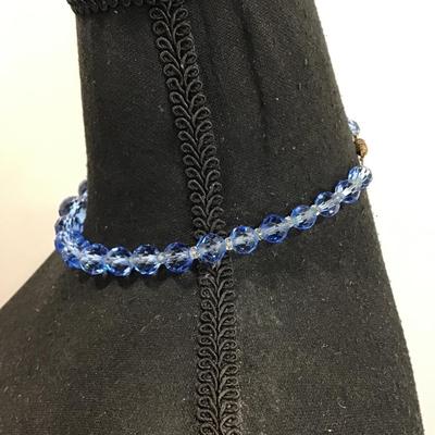 Very nice ocean blue glass beaded choker style necklace