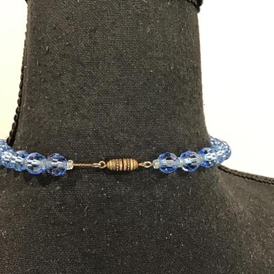 Very nice ocean blue glass beaded choker style necklace