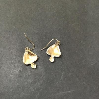Gold tone, multicolor enamel painted mushroom earrings hook type