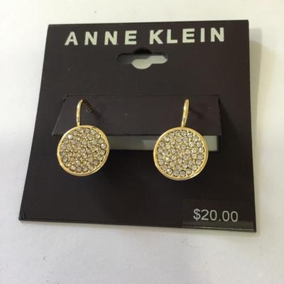 Anne Klein, gold toned crystal rhinestone dangle earrings
