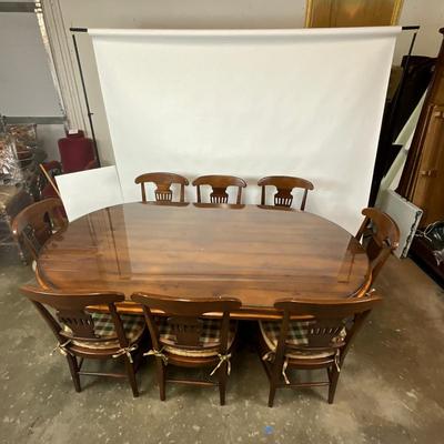 Sale Photo Thumbnail #1284: Excellent Condition, has two pedestals with glass top (one piece)
Chairs measure: 22" wide x 37.5" high x 18.5" seat height
Table measures: 1'6" long x 51" wide x 31" high