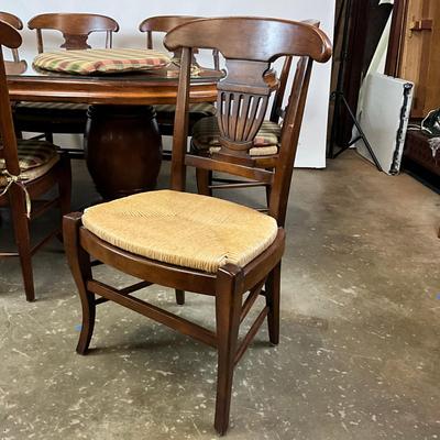 Sale Photo Thumbnail #1286: Excellent Condition, has two pedestals with glass top (one piece)
Chairs measure: 22" wide x 37.5" high x 18.5" seat height
Table measures: 1'6" long x 51" wide x 31" high