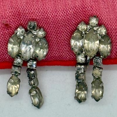 Dangling Vintage Rhinestone Clip-on Earrings