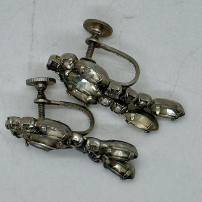 Dangling Vintage Rhinestone Clip-on Earrings
