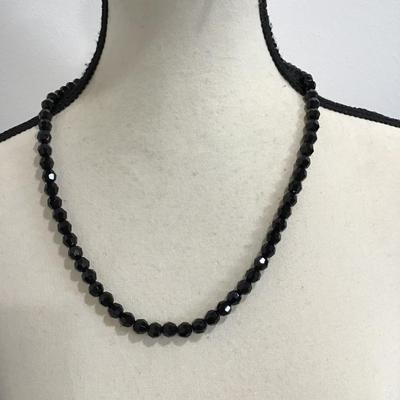 Very nice black glass beaded necklace