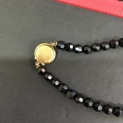 Very nice black glass beaded necklace