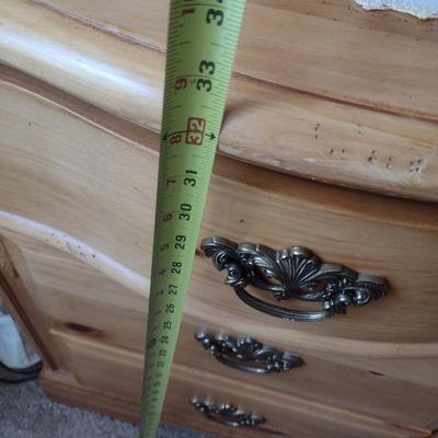 Vintage Serpentine Front Wood Stretch Dresser with Mirror