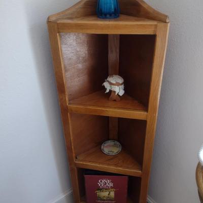 Wood Finish Corner Shelf (No Contents)