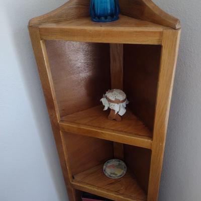 Wood Finish Corner Shelf (No Contents)