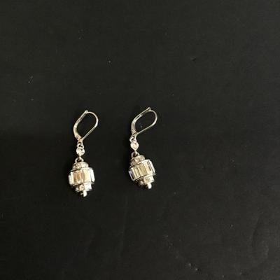 SilverTone earrings with rhinestones hook type