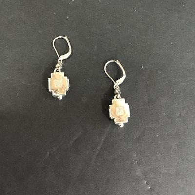 SilverTone earrings with rhinestones hook type
