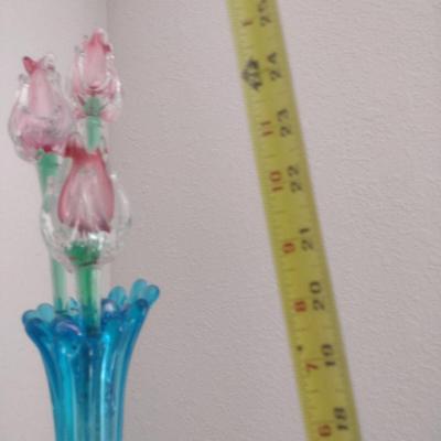 Swung Glass Vase with Glass Roses