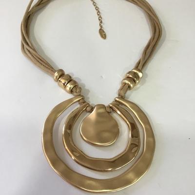 Saint Thomas satin gold toned statement necklace