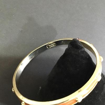 Gold tone, Marlyn shiff cuff with light brown enamel