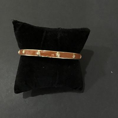 Gold tone, Marlyn shiff cuff with light brown enamel