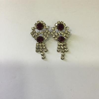 Beautiful, vintage, rhinestone, purple rhinestone statement earrings