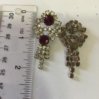 Beautiful, vintage, rhinestone, purple rhinestone statement earrings