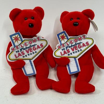 Lot of 2 Aces Las Vegas Sign TY Beanie Baby new condition