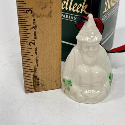 Porcelain Leprechaun with green shamrocks Christmas Ornament bell
