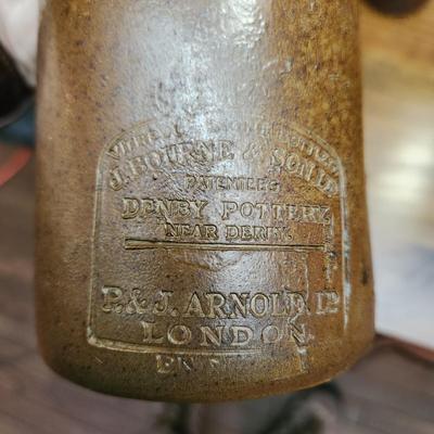 3 Stoneware Crocks Bottles E.P. Shaw Wakefield J. Bourne & Sons Denby Pottery Derby P.& J. Arnold London