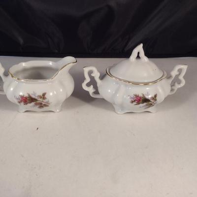 Porcelain Instant Coffee Jar with Lid and Creamer and Covered Sugar Bowl