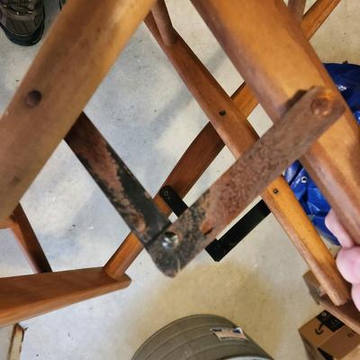 4 Vintage Canvas Telescope Folding Chairs w 4 Sets of New Green Backs & Seats, w Floating Leveling Feet