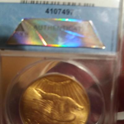 Sale Photo Thumbnail #6: The product is a 1925 $20 Saint Gaudens Gold D,ouble E,agle MS62 co,in, graded by ANACS. This uncirculated c oin is composed of 0.9 fineness gold and was struck as a business strike in Philadelphia. A valuable piece of US coinage from the pre-1933 era, th