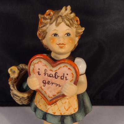Vintage 'Valentine Gift' Goebel Hummel Figurine with Wooden Stand
