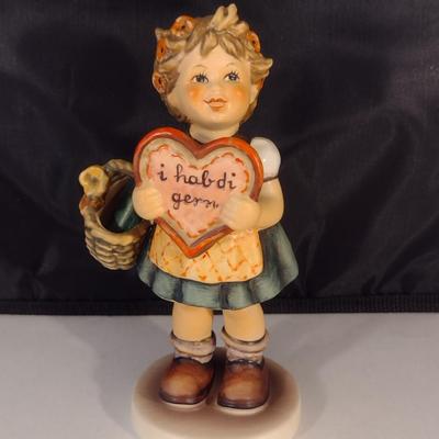 Vintage 'Valentine Gift' Goebel Hummel Figurine with Wooden Stand