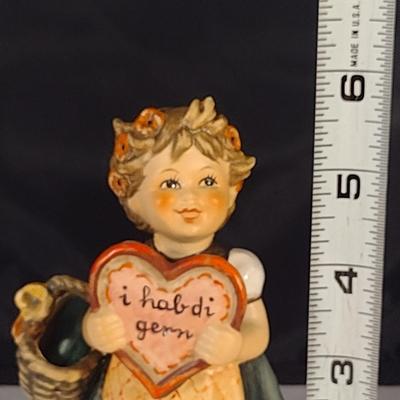 Vintage 'Valentine Gift' Goebel Hummel Figurine with Wooden Stand