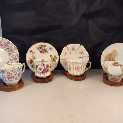 Collection of Tea Cups and Saucers- Assorted Makers- Four Pieces