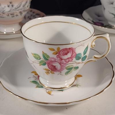 Collection of Tea Cups and Saucers- Assorted Makers- Six Pieces