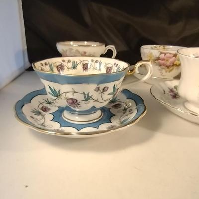 Collection of Tea Cups and Saucers- Assorted Makers- Five Pieces