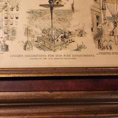 Lot of 4 Framed Fire Fighting Prints The Fire Boat New Yorker, St Peter's Thanet Kent England, Chicago in Flames , Judge's...