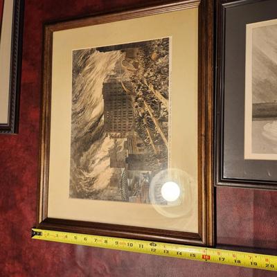 Lot of 4 Framed Fire Fighting Prints The Fire Boat New Yorker, St Peter's Thanet Kent England, Chicago in Flames , Judge's...