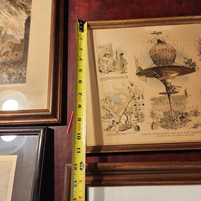 Lot of 4 Framed Fire Fighting Prints The Fire Boat New Yorker, St Peter's Thanet Kent England, Chicago in Flames , Judge's...