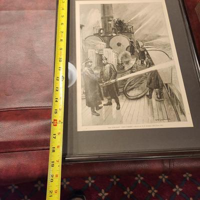 Lot of 4 Framed Fire Fighting Prints The Fire Boat New Yorker, St Peter's Thanet Kent England, Chicago in Flames , Judge's...