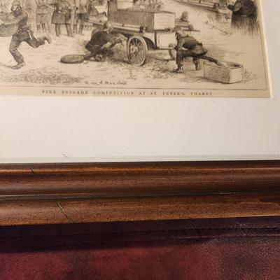 Lot of 4 Framed Fire Fighting Prints The Fire Boat New Yorker, St Peter's Thanet Kent England, Chicago in Flames , Judge's...