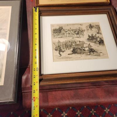 Lot of 4 Framed Fire Fighting Prints The Fire Boat New Yorker, St Peter's Thanet Kent England, Chicago in Flames , Judge's...