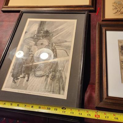 Lot of 4 Framed Fire Fighting Prints The Fire Boat New Yorker, St Peter's Thanet Kent England, Chicago in Flames , Judge's...