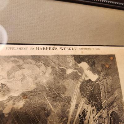 Lot of 4 Framed Harper's Weekly Fire News Page