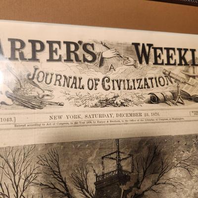 Lot of 4 Framed Harper's Weekly Fire News Page
